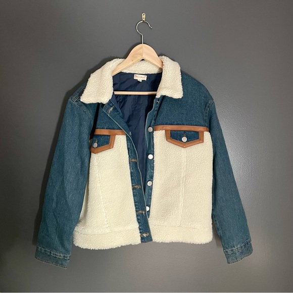 Hem & Thread Jackets & Blazers - Hem & Thread Jean Jacket Sherpa Button Down Jacket Size Medium